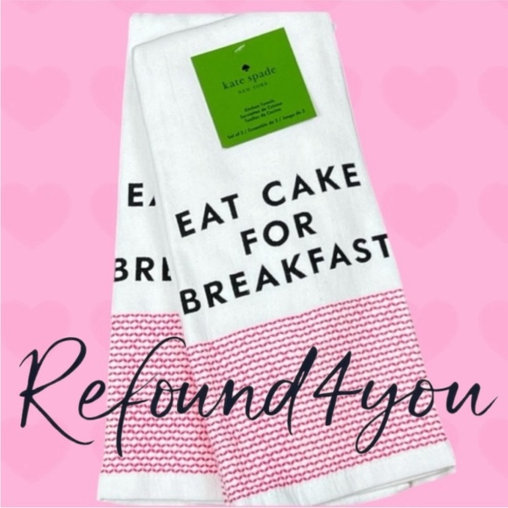 Kate Spade - ‘Eat cake for breakfast’ dish towels (2). NWT